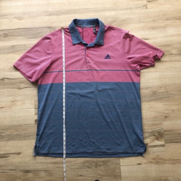 Adidas Men's Striped Pink and Blue Polo Shirt - Picture 4 of 9